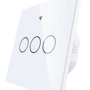 Fehér érintőkapcsoló, három gombos - WIFI-vel, smart home rendszerekhez (WS-EU3-RFW)