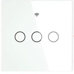 Három gombos fehér elemes érintőkapcsoló RF transzmitter MOES kapcsolókhoz (SYT-C03-W)